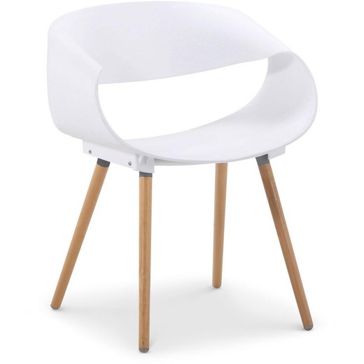Krzesło z drewna bukowego i białego polipropylenu, 64 x 49 x 75,5 cm