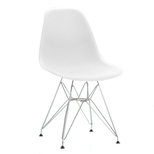 Καρέκλα σε λευκή βάση από πολυπροπυλένιο και χρώμιο, 46,5 x 50,5 x 81 cm