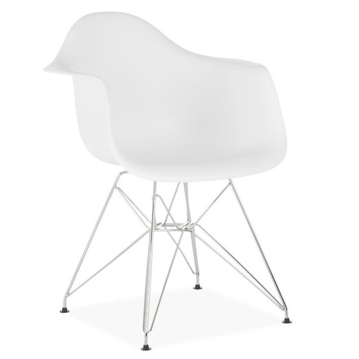 Chaise en polypropylène blanc et pieds chromés 64 x 60 x 81 cm