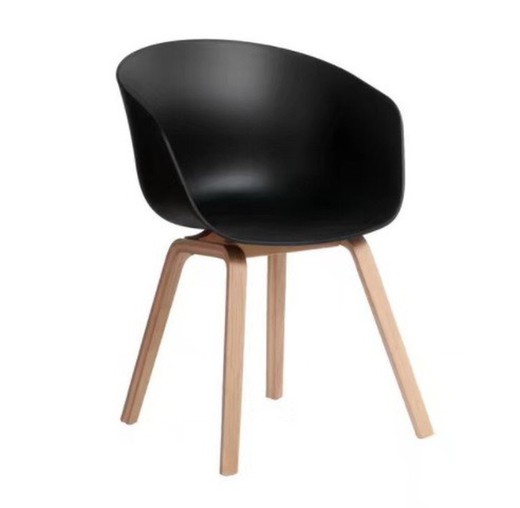 Sedia in polipropilene nero con gambe in metallo finitura legno, 55 x 55 x 80 cm