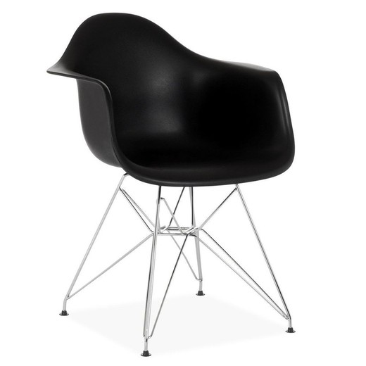 Chair in black polypropylene and chrome legs 64 x 60 x 81 cm