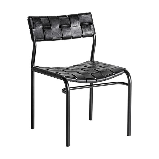 Chaise Franey en fer noir, 52 x 60 x 80 cm