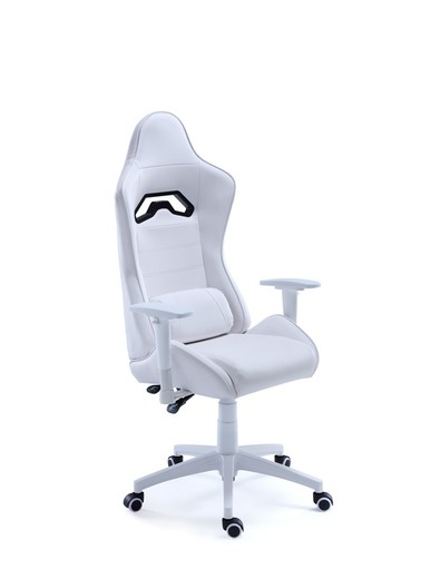 Cadeira gamer de pele sintética branca, 70 x 70 x 123/133 cm | Jordânia
