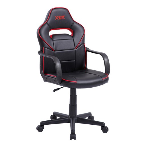 Cadeira gamer preta/vermelha em imitação de pele, 60 x 60 x 98/108 cm | xtr júnior