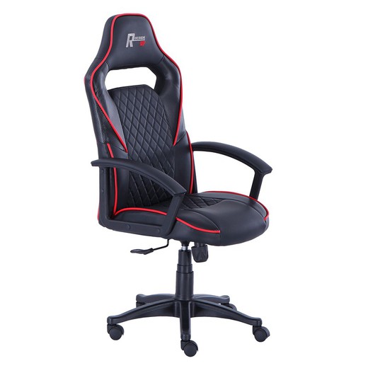 Czarno-czerwony fotel dla graczy z imitacji skóry, 70 x 70 x 115/125 cm | Projekt R