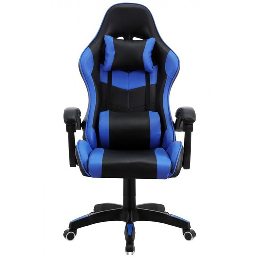 Sakhir Gamer Chair in Blue/Black Faux Leather, 67'5x71x112/124 cm