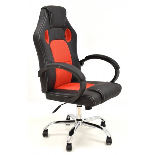 Sepang Gamer Chair in Faux Leather and Red/Black Metal, 59x70x106/114 cm