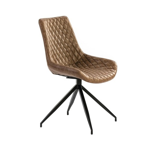 Brown swivel chair with black metal legs55x58x85.5
