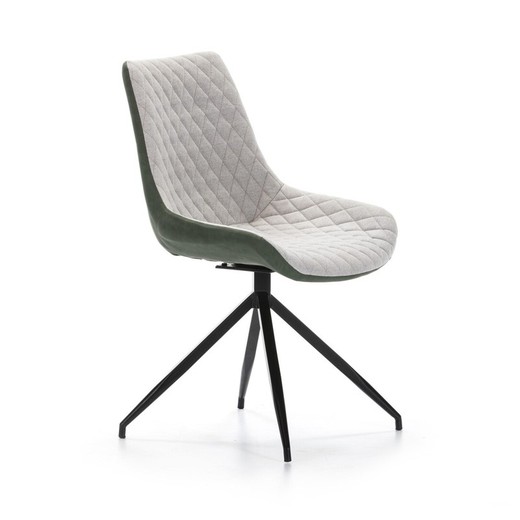 Krzesło obrotowe w kolorze zielonym i jasnoszarym z czarnymi metalowymi nogami 55x58x85,5