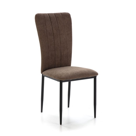 Stuhl aus Stoff und Metall in Braun, 42,5 x 58 x 96 cm | Holly