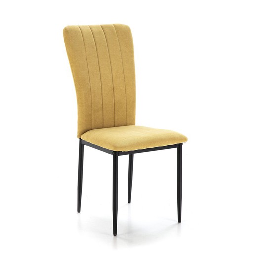 Mosterdkleurige stoel van stof en metaal, 42,5 x 58 x 96 cm | Holly