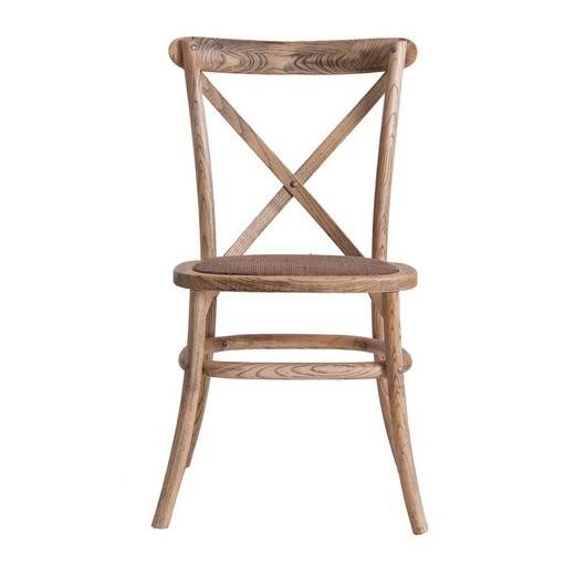 Cadeira Landas em carvalho natural e vime, 50x51x88 cm