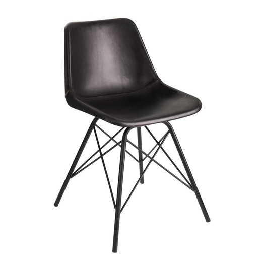 Loft Chair Δέρμα / Μαύρο Μεταλλικό