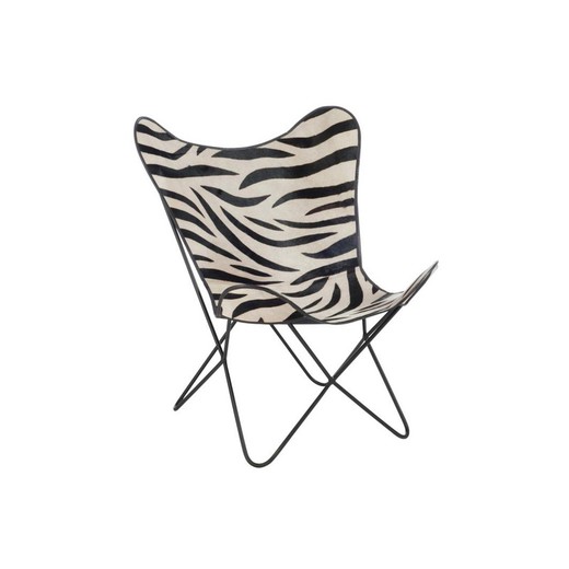 Zebra Leather / Metal Lounge Chair