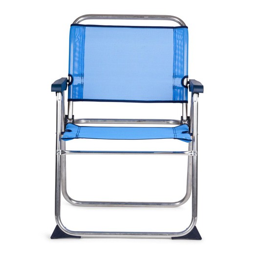 Silla de Playa Plegable Marinera de Textiline y Aluminio Azul/Blanca, 58x54x81 cm