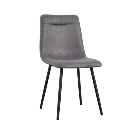 Olaf Chair in Gray Worn Fabric, 44x58x88 cm