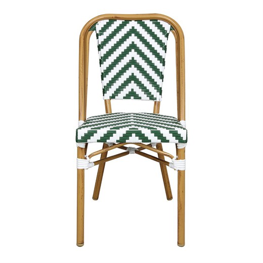 Pacific bambus, aluminium og grøn rattan stol, 44,50x54x87 cm
