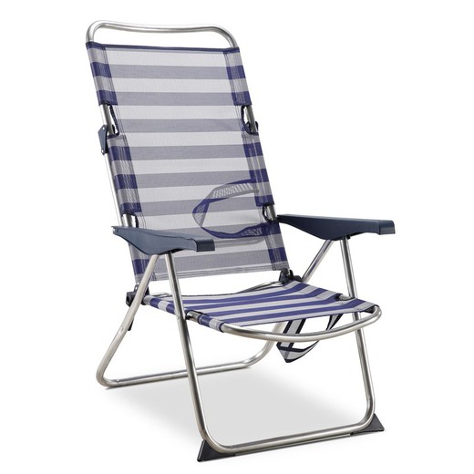 4-positie strandbedstoel van textiel en aluminium frame, 91x63x105 cm