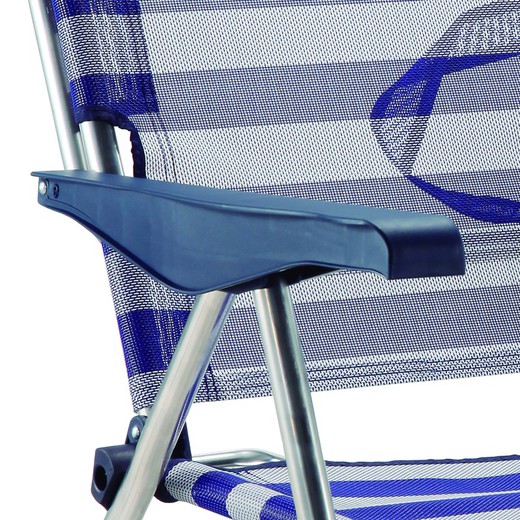 Silla de Playa Plegable de Textiline y Aluminio Azul/Blanca, 91x63x105 cm —  Qechic