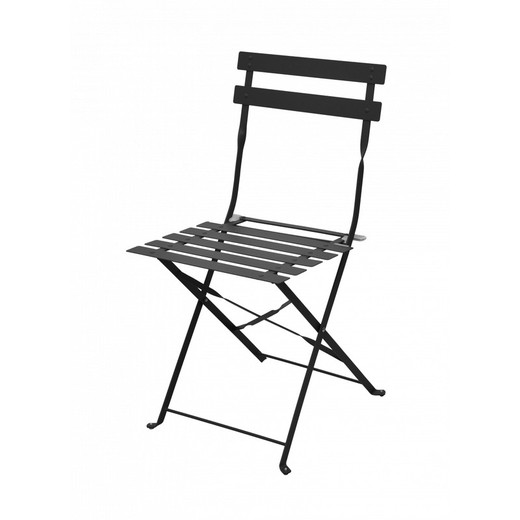 Cadeira de exterior dobrável em aço cinza grafite, 41x46x80 cm