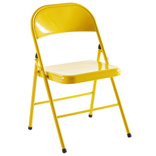 Κίτρινη μεταλλική πτυσσόμενη καρέκλα, 46 x 46 x 87 cm | Παραδοσιακός