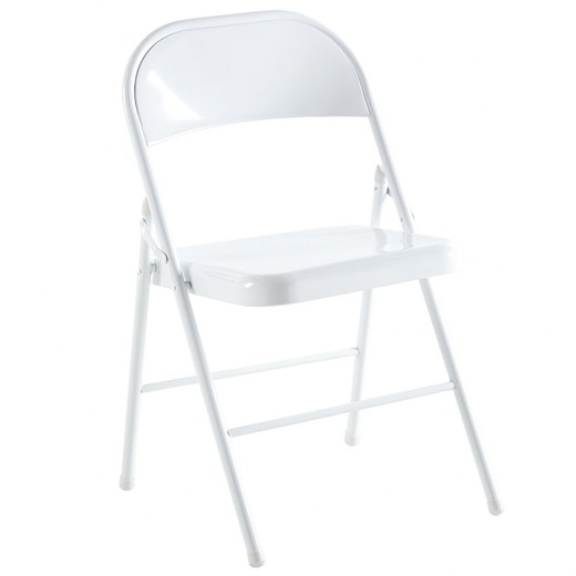 Krzesło składane z białego metalu, 46 x 46 x 87 cm | Ludowy