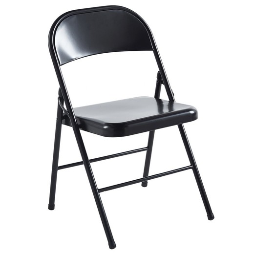 Μαύρη μεταλλική πτυσσόμενη καρέκλα, 46 x 46 x 87 cm | Παραδοσιακός