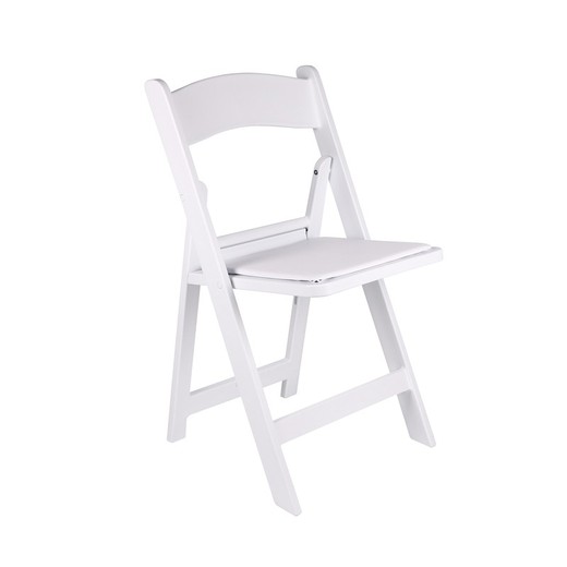 Folding polypropylene chair in white, 44.5 x 43 x 88 cm | Ceremony