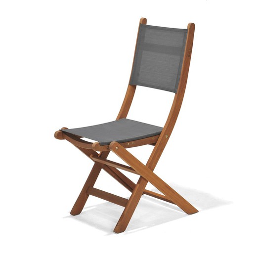 Textilene and Eucalyptus Wood Folding Chair 50.65 x 49.60 x 93.20 cm
