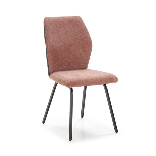 Tecido POL coral/preto e cadeira de metal, 47x57x91 cm