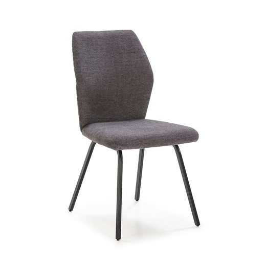 ΠΟΛ Υφασμάτινη και Μεταλλική Καρέκλα Σκούρο Γκρι/Μαύρη, 47x57x91 cm