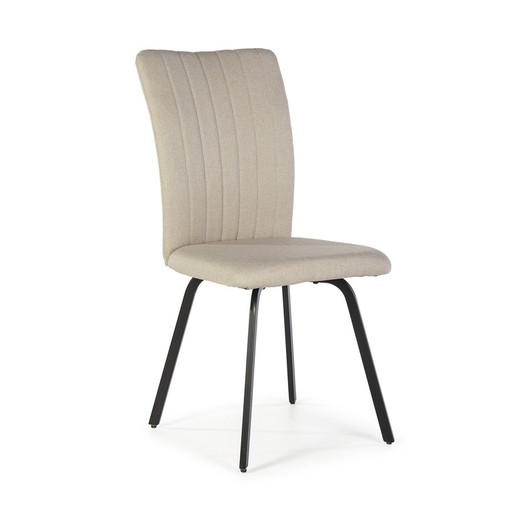 Chaise PRETTY en tissu beige/noir et métal, 45,5x57x95,5 cm