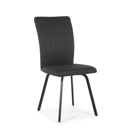 Chaise PRETTY en tissu gris foncé/noir et métal, 45,5x57x95,5 cm