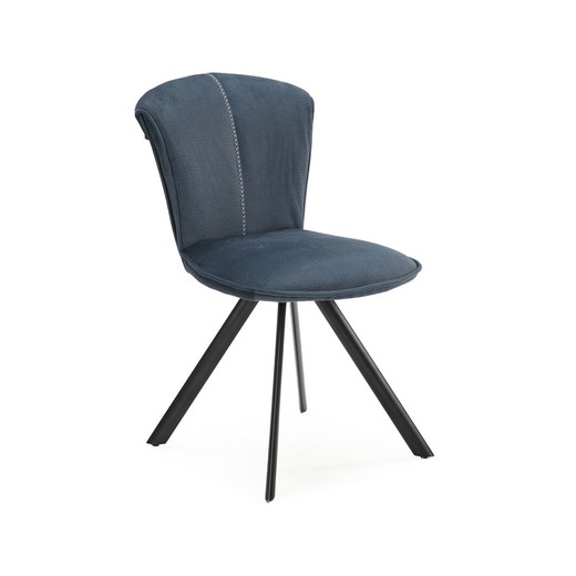 Καρέκλα SIMBRA σε μπλε/μαύρο ύφασμα και μέταλλο, 48x65x83 cm