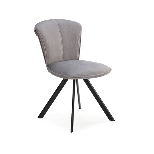 SIMBRA Stuhl aus Stoff und hellgrauem/schwarzem Metall, 48x65x83 cm