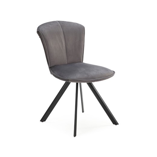 Krzesło SIMBRA z ciemnoszarej/czarnej tkaniny i metalu, 48x65x83 cm