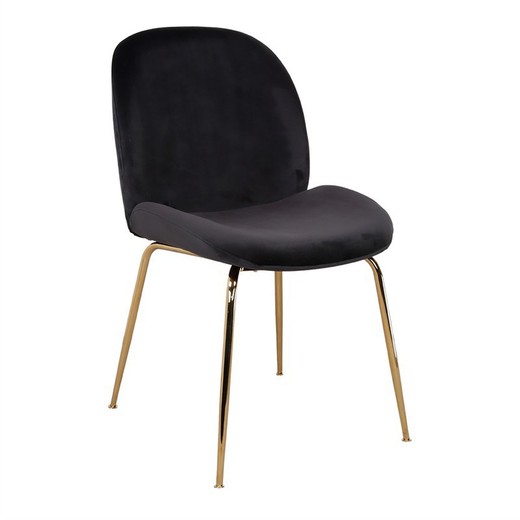 Zwart fluwelen gestoffeerde stoel, 48x57.5x86 cm