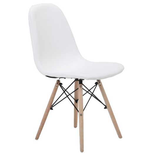 Chair upholstered in white and wooden legs 44 x 52 x 82 cm