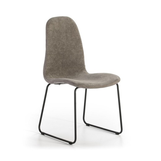 Stuhl grau gepolstert mit schwarzen Metallbeinen45x58x90