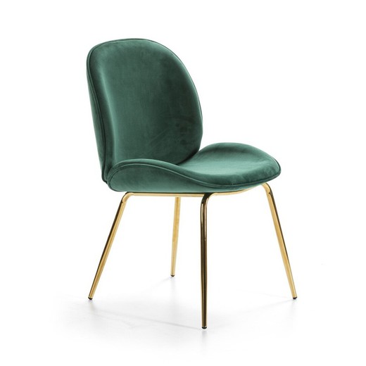 Cadeira de veludo verde com pernas douradas 48 x 60 x 85,5