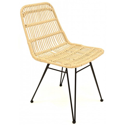 Cadeira Jakarta Rattan e Metal Bege, 41'5x56x81cm