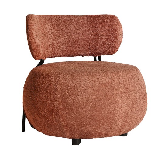 Bouclé Valence armchair in bouclé cotton in terracotta, 75 x 76 x 76 cm