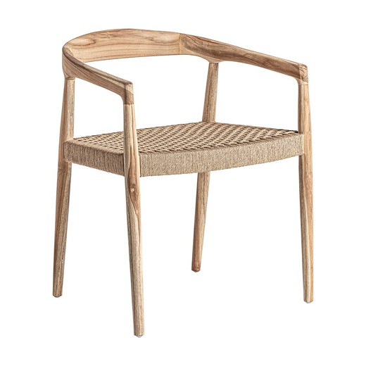 Caen armchair in natural teak wood, 57 x 53 x 73 cm