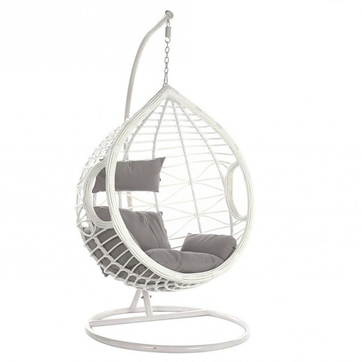 White Synthetic Rattan Hanging Armchair, 107x107x198cm