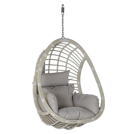 Gray Aluminum and Synthetic Rattan Hanging Armchair, 92x70x113cm