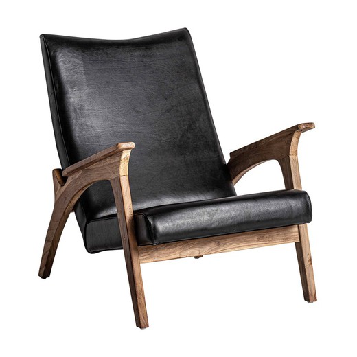 Crans teakhouten fauteuil in zwart/naturel, 68 x 87 x 91 cm