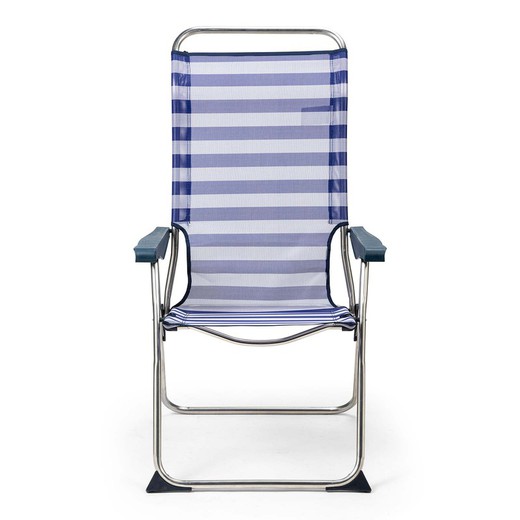 Chaise de plage 5 positions, dossier anatomique, en textilène et structure en aluminium, 67x63x114 cm