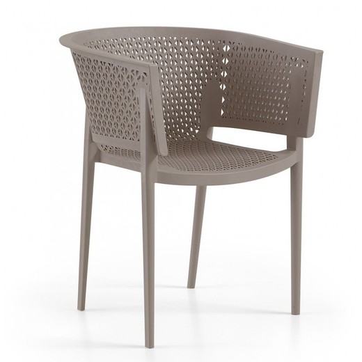 Bill Outdoor Armchair in Taupe Plastic, 54x54x74 cm