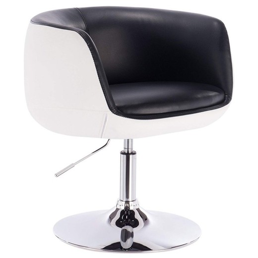 Maritza Outdoor-Sessel aus Kunstleder und weißem/schwarzem Metall, 65 x 48 x 80/93 cm