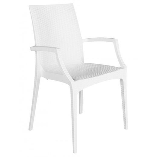 Remo Outdoor-Sessel aus weißem Kunststoff, 57 x 53,5 x 89 cm